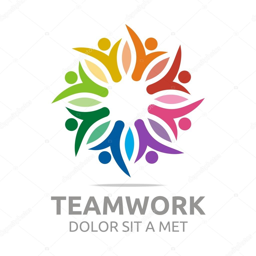 Teamwork, happy, group, logo, vector, colorful, people, mutual cooperation, bussiness, human, leadership, partner,