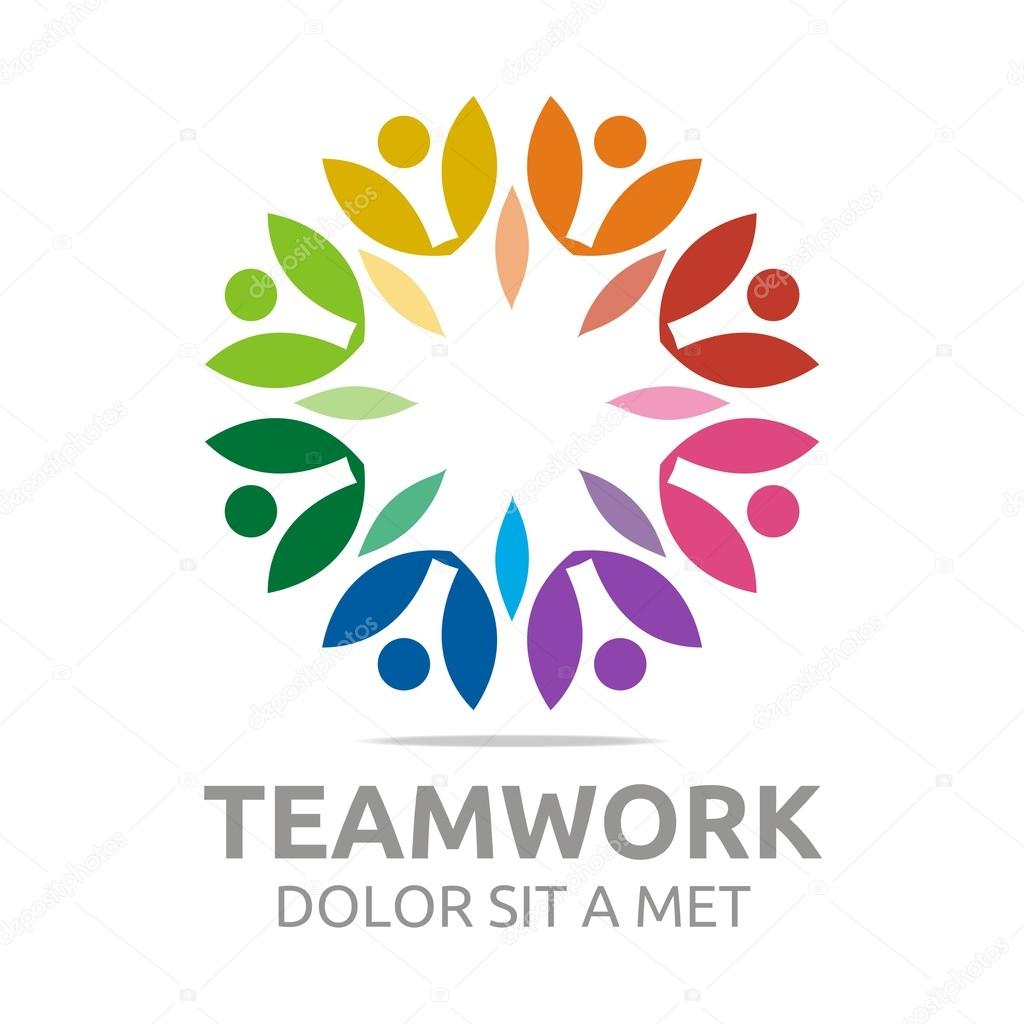 Teamwork, happy, group, logo, vector, colorful, people, mutual cooperation, bussiness, human, leadership, partner,