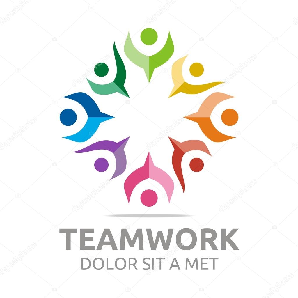Teamwork, happy, group, logo, vector, colorful, people, mutual cooperation, bussiness, human, leadership, partner,