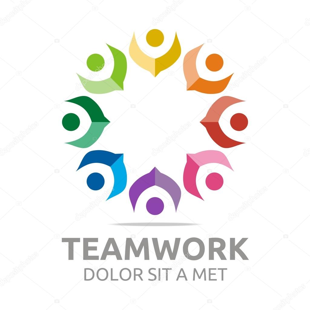 Teamwork, happy, group, logo, vector, colorful, people, mutual cooperation, bussiness, human, leadership, partner,