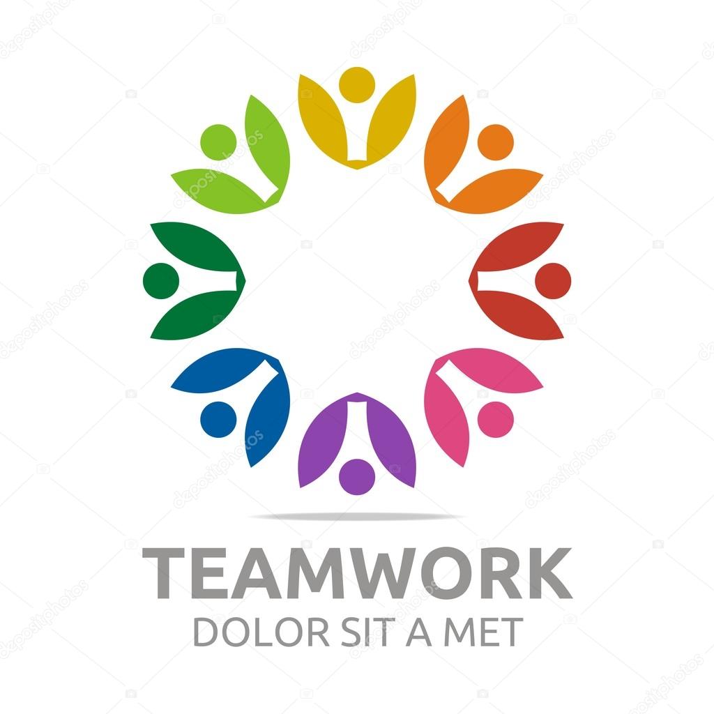 Teamwork, happy, group, logo, vector, colorful, people, mutual cooperation, bussiness, human, leadership, partner,