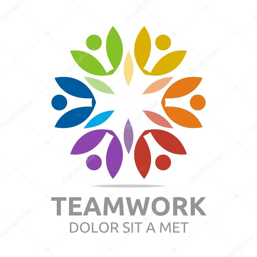 Teamwork, happy, group, logo, vector, colorful, people, mutual cooperation, bussiness, human, leadership, partner,