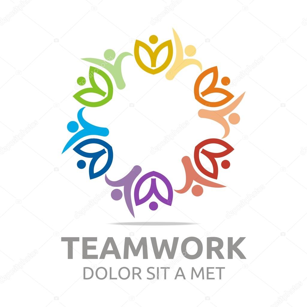 Teamwork, happy, group, logo, vector, colorful, people, mutual cooperation, bussiness, human, leadership, partner,