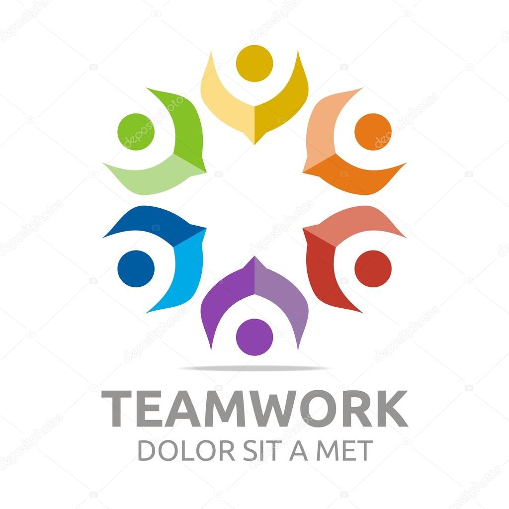 Teamwork, happy, group, logo, vector, colorful, people, mutual cooperation, bussiness, human, leadership, partner,