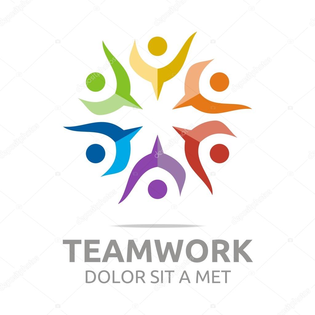 Teamwork, happy, group, logo, vector, colorful, people, mutual cooperation, bussiness, human, leadership, partner,
