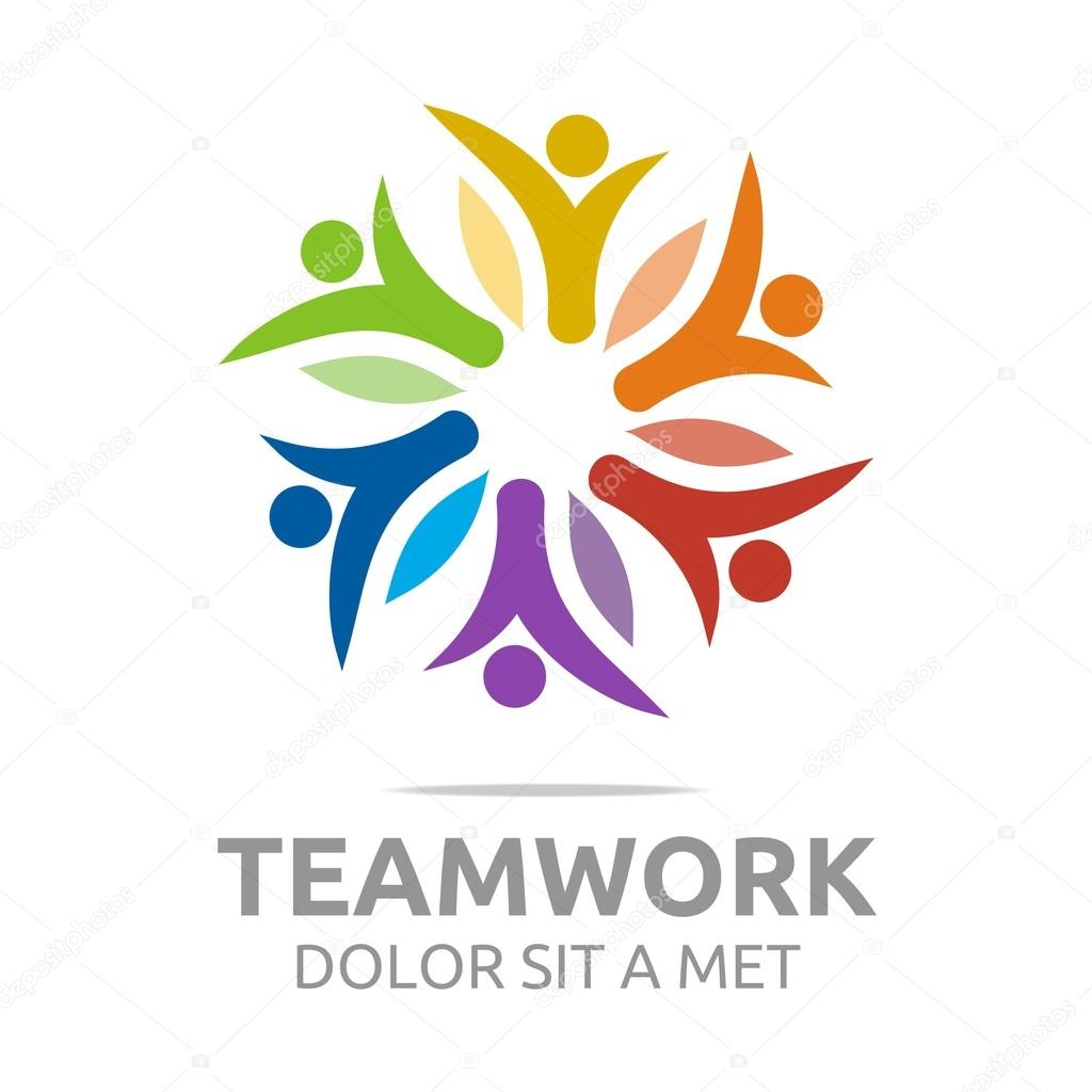 Teamwork, happy, group, logo, vector, colorful, people, mutual cooperation, bussiness, human, leadership, partner,