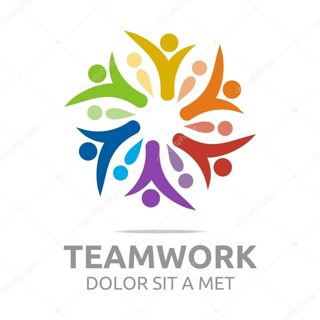 Teamwork, happy, group, logo, vector, colorful, people, mutual cooperation, bussiness, human, leadership, partner,