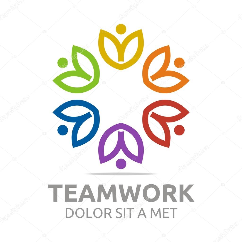 Teamwork, happy, group, logo, vector, colorful, people, mutual cooperation, bussiness, human, leadership, partner,