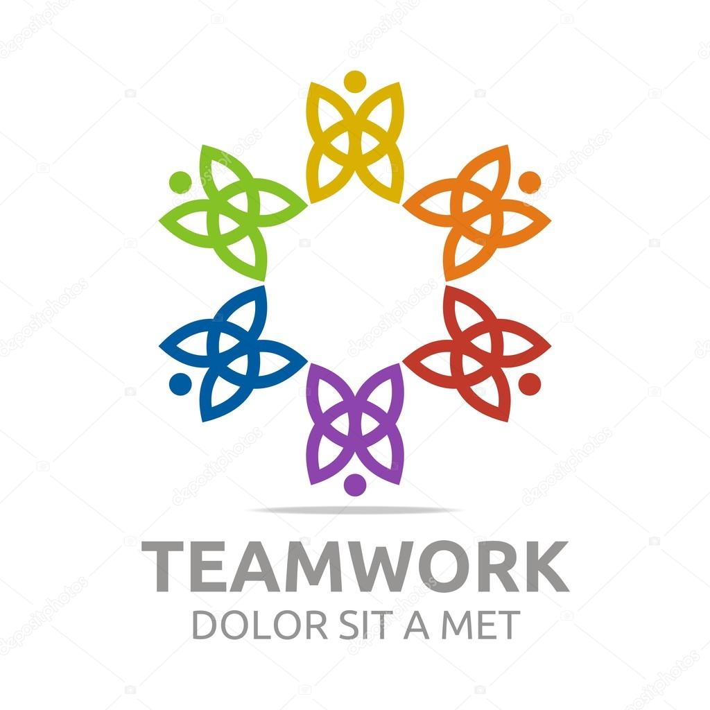 Teamwork, happy, group, logo, vector, colorful, people, mutual cooperation, bussiness, human, leadership, partner,
