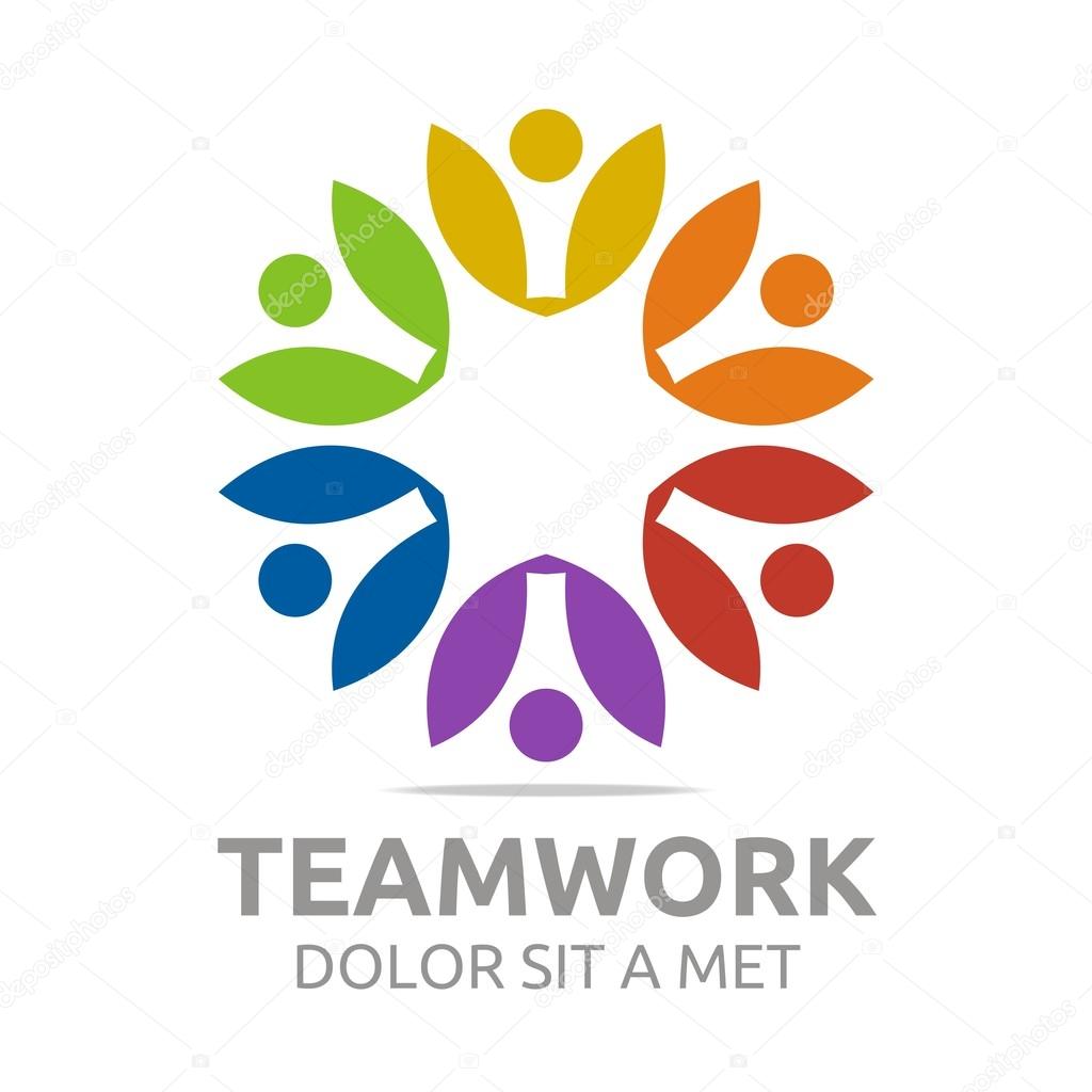 Teamwork, happy, group, logo, vector, colorful, people, mutual cooperation, bussiness, human, leadership, partner,
