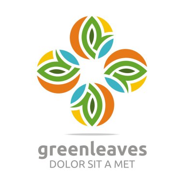Soyut logo daire ekoloji çiçek tasarım vektör yaprak