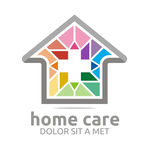 Logo home care healthy rainbow symbol buildings vector — Stock Vector