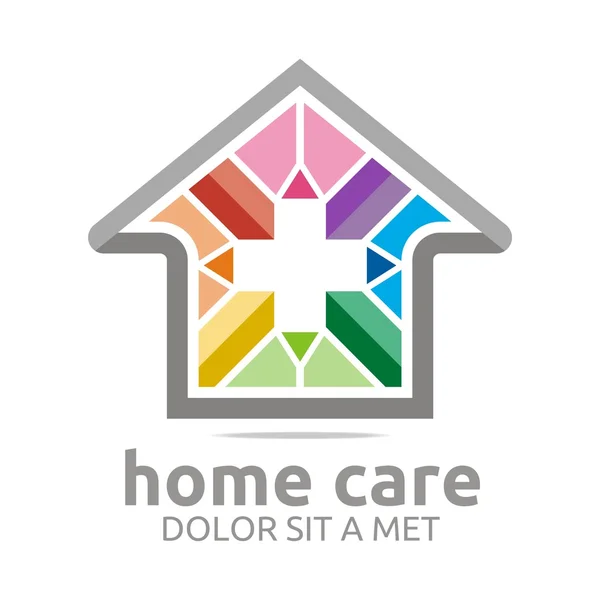 Logo home care healthy rainbow symbol buildings vector — Stock Vector