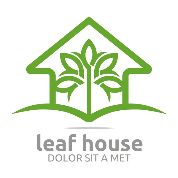 Abstrakt logotyp fastigheter leaf house design ikon vektor — Stock vektor