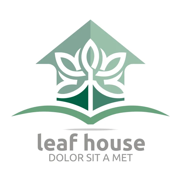 Logotipo abstrato imobiliário folha casa design ícone vetor —  Vetores de Stock
