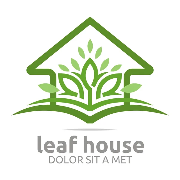 Abstrakt logotyp fastigheter leaf house design ikon vektor — Stock vektor