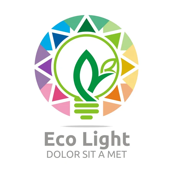 Logotipo abstrato projeto lâmpada eco vetor ícone colorido — Vetor de Stock