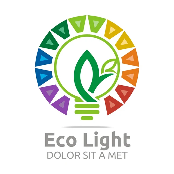 Logo abstrak eco desain bola lampu dengan warna-warni vektor ikon - Stok Vektor