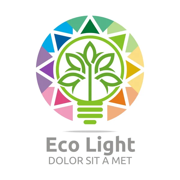 Diseño abstracto logotipo eco bombilla colorido icono vector — Vector de stock