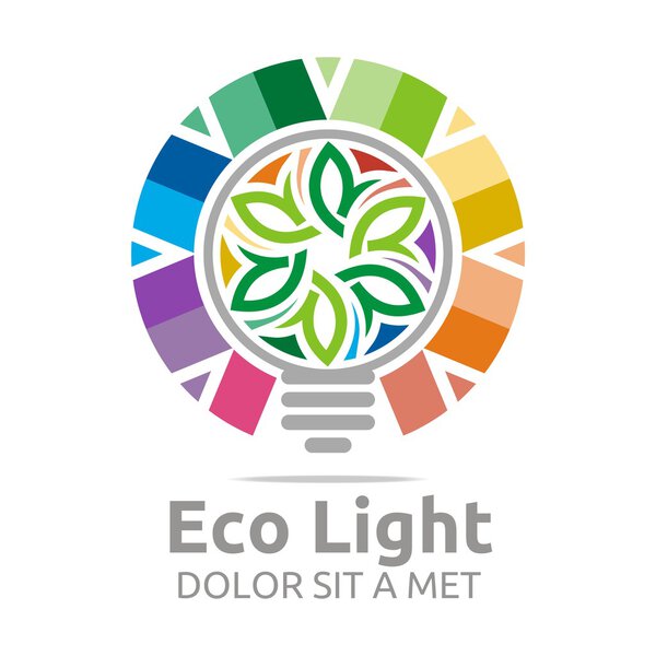 Абстрактный логотип эко-лампочки дизайн цветового вектора иконы
