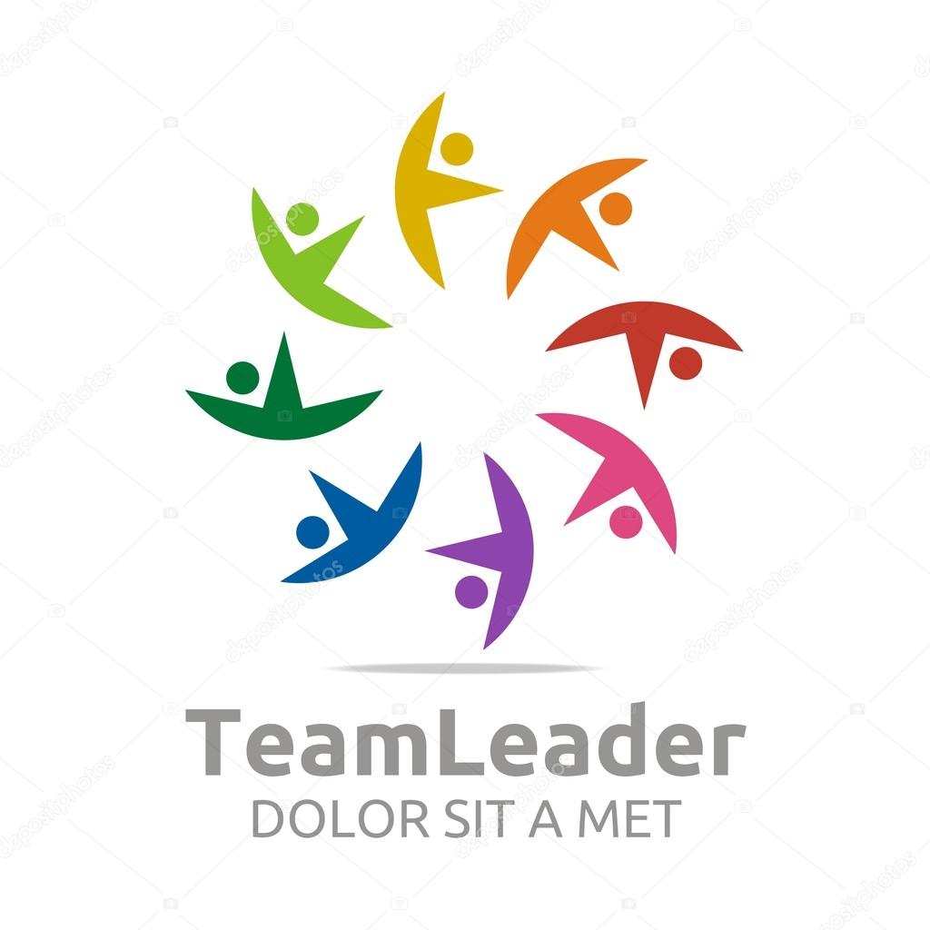 Logo teamleader guidance human colorful design vector
