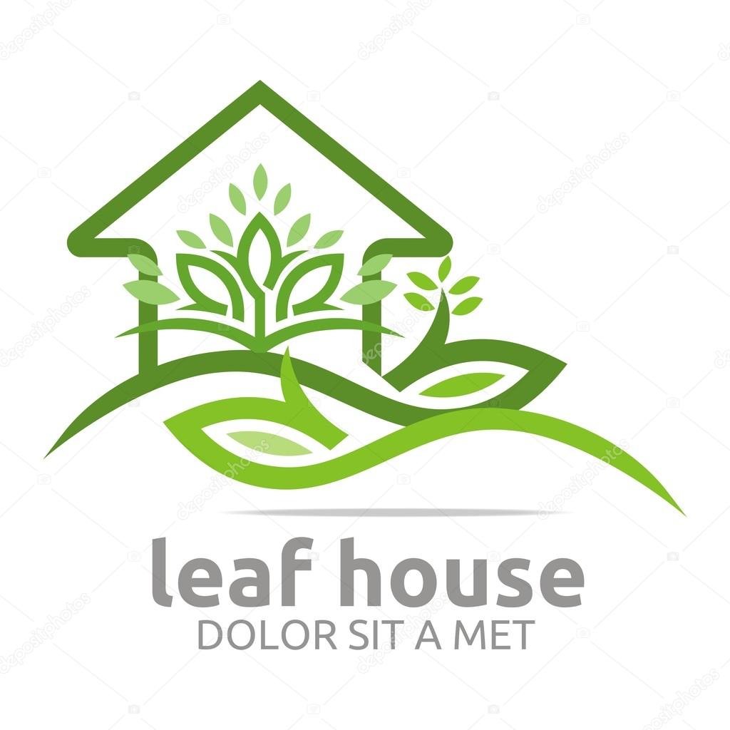 Abstract logo real estate leaf house design icon vector
