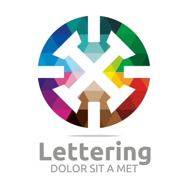 Abstract Logo Lettering X Rainbow Alphabet Design Vector — ストックベクタ