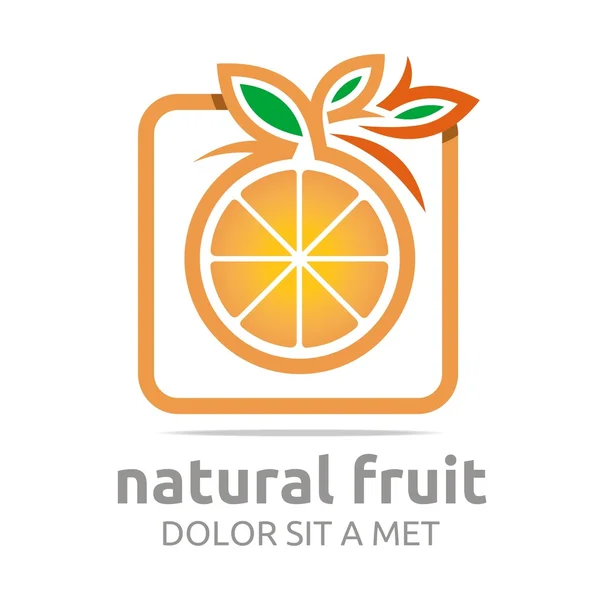 Logo fruta natural naranja fresco lima hojas diseño vector — Vector de stock