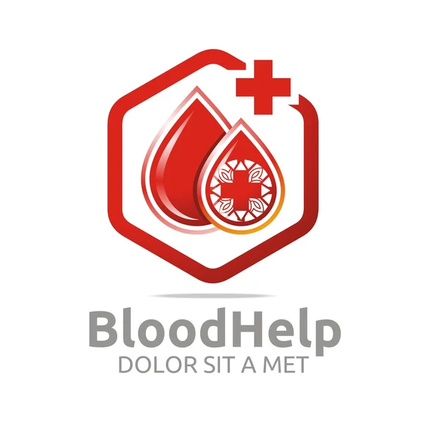 Logo krwi pomocy medycznej dawcy zdrowy symbol wektor — Wektor stockowy