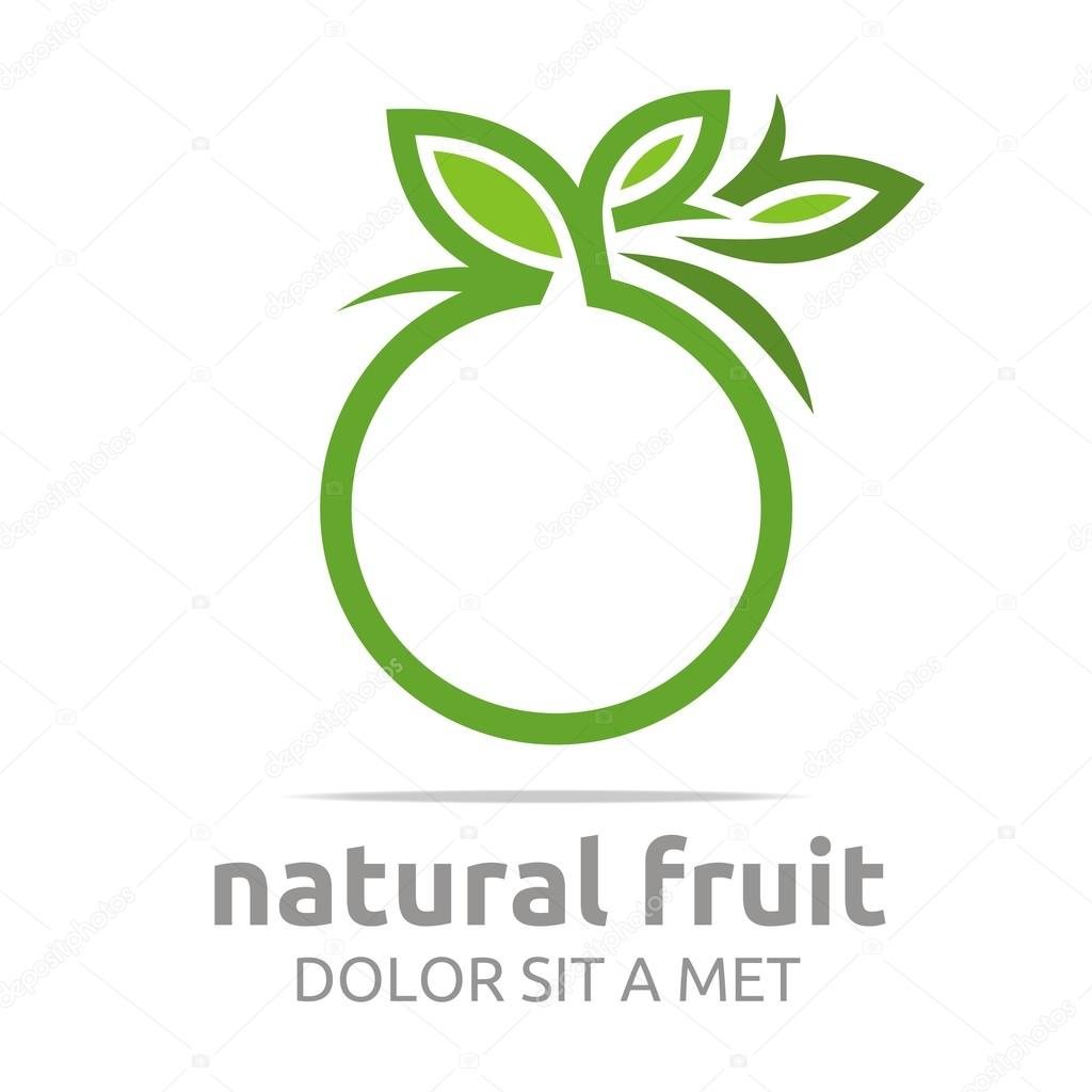 Logo natural fruit orange fresh lime leaves design vector