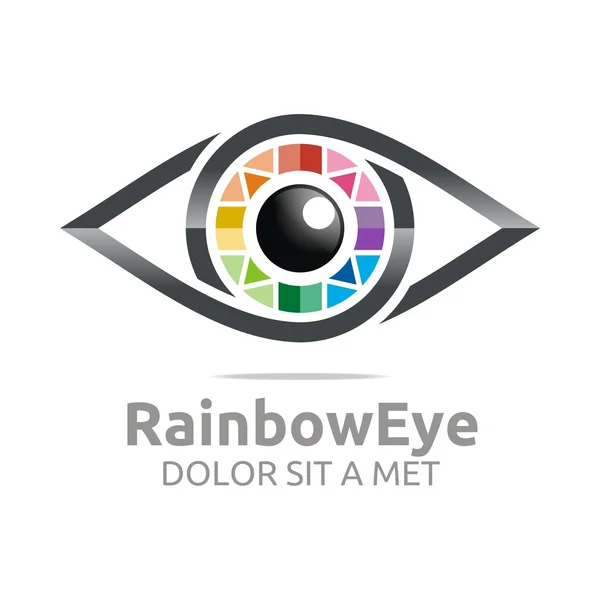 Logotipo abstracto arco iris ojo círculo globo ocular símbolo vector — Archivo Imágenes Vectoriales