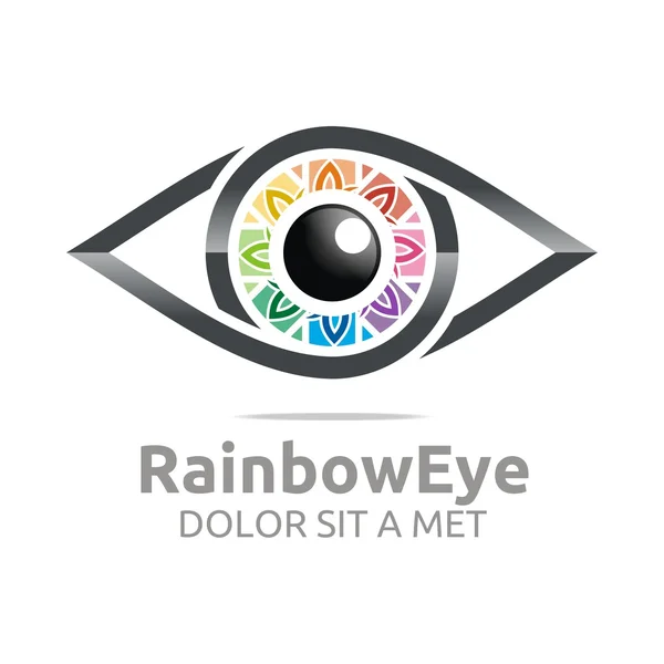 Logotipo abstracto arco iris ojo círculo globo ocular símbolo vector — Archivo Imágenes Vectoriales