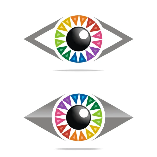 Logotipo abstracto arco iris ojo círculo globo ocular símbolo vector — Archivo Imágenes Vectoriales