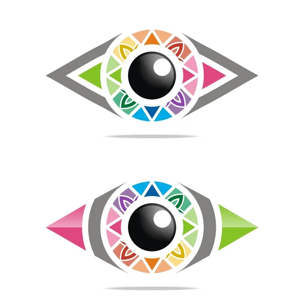 Logotipo abstracto arco iris ojo círculo globo ocular símbolo vector — Archivo Imágenes Vectoriales