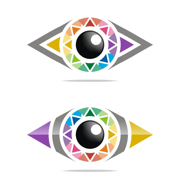 Logotipo abstracto arco iris ojo círculo globo ocular símbolo vector — Archivo Imágenes Vectoriales