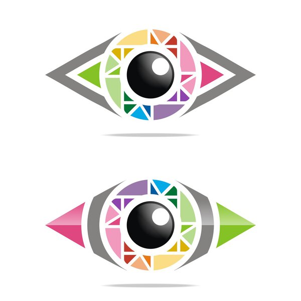 Абстрактный логотип радужный глаз круга глаз вектор символ глазного яблока
