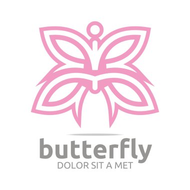 Logo kelebek pembe böcek bahar simge vektör yaprak