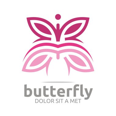 Logo kelebek pembe böcek bahar simge vektör yaprak