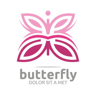 Logo kelebek pembe böcek bahar simge vektör yaprak