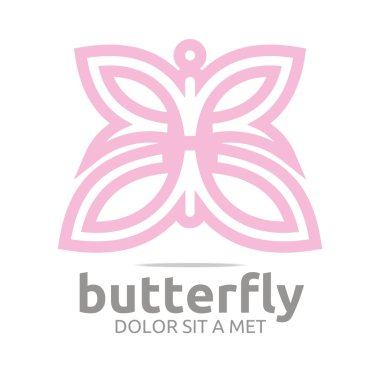 Logo kelebek pembe böcek bahar simge vektör yaprak