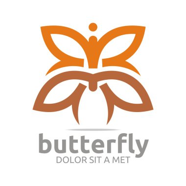 Logo kelebek pembe böcek bahar simge vektör yaprak