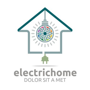 Logo elektrikli ev ışık enerji parlak sembol vektör