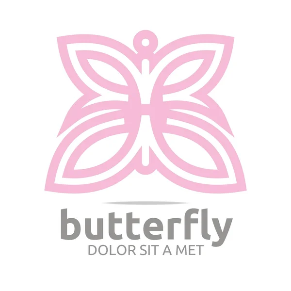 Logo Schmetterling Blatt rosa Insekt Frühling Symbol Vektor — Stockvektor