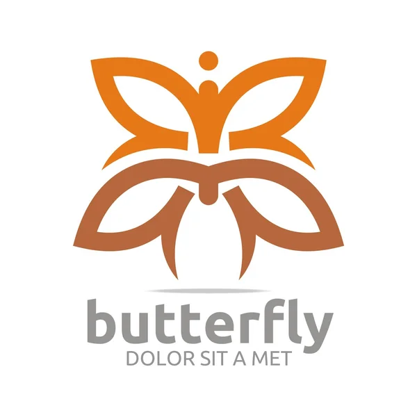 Logo mariposa hoja rosa insecto primavera símbolo vector — Archivo Imágenes Vectoriales