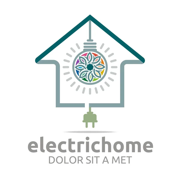 Logotipo eléctrico hogar luz energía brillante símbolo vector — Vector de stock