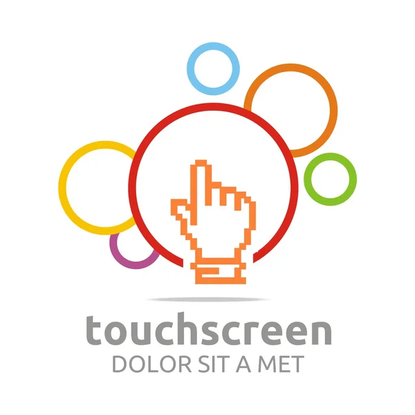 Logo Symbol Touchscreen App Hand Kreis Symbol Vektor — Stockvektor