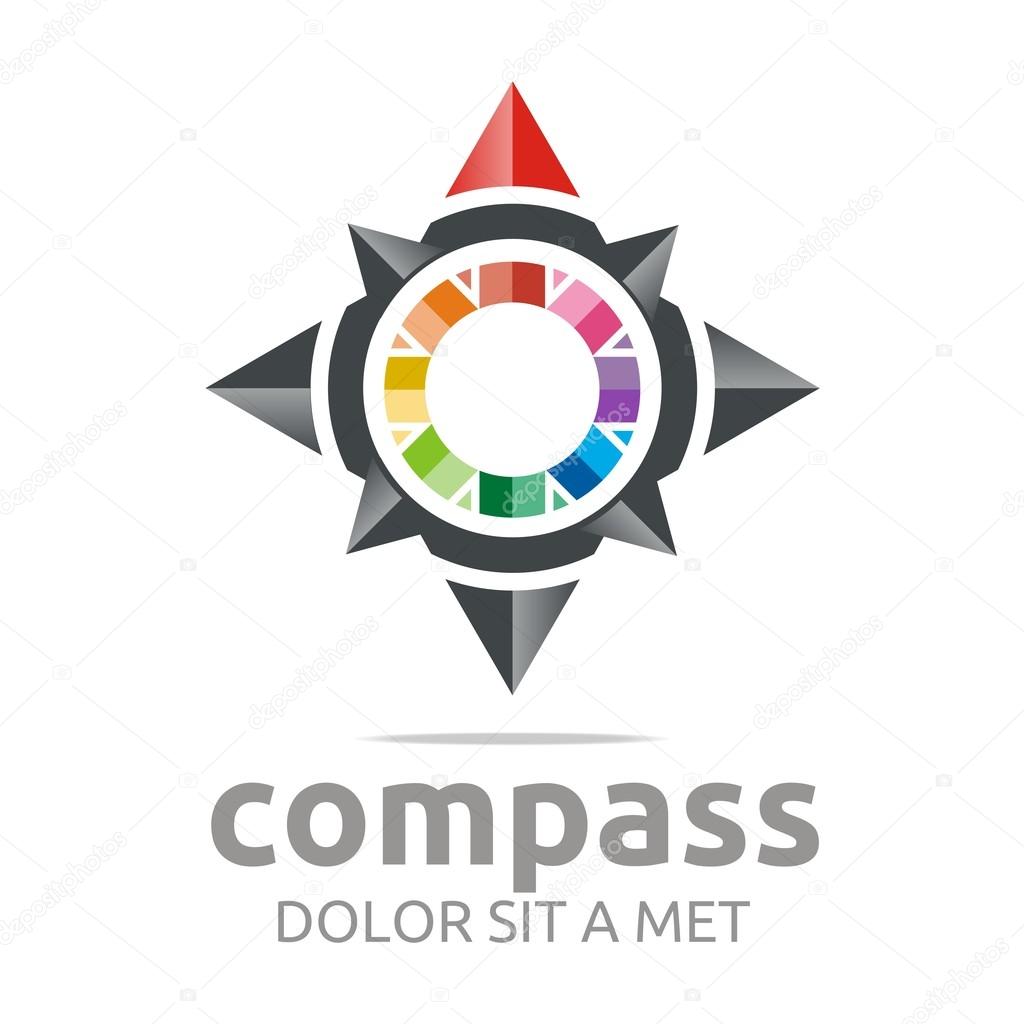 Logo design icon compass direction place abstract vector