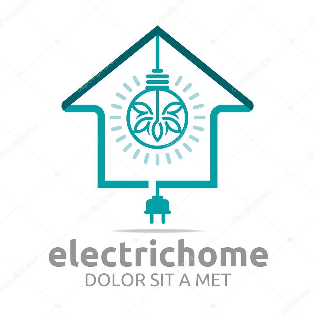 Logo electric home light energy bright symbol vector