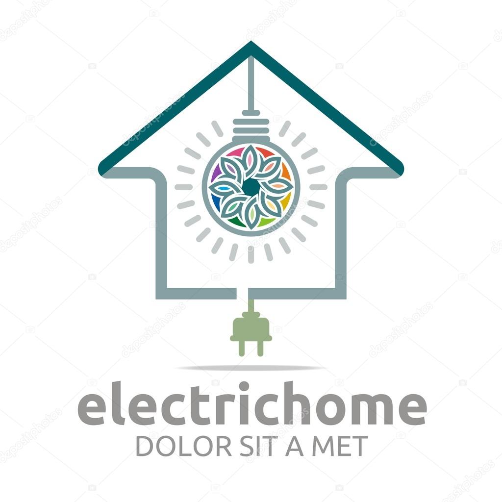 Logo electric home light energy bright symbol vector