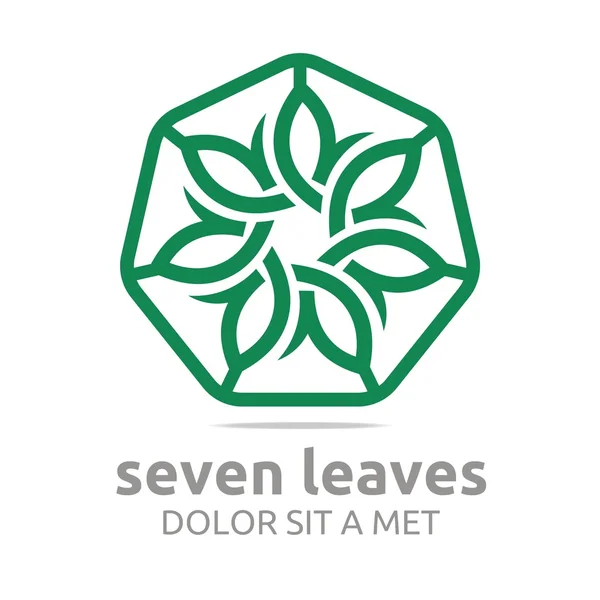 Logotipo abstracto hojas círculo ecología flora diseño vector — Vector de stock